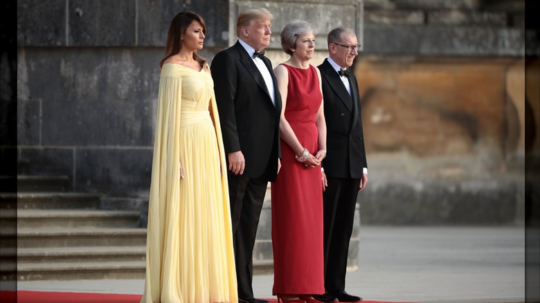 Melania et Donald Trump avec le Premier ministre britannique en 2018