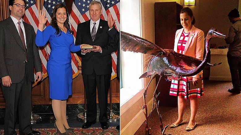 Elise Stefanik prête serment et regarde l'art