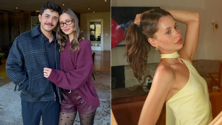 Image partagée de Natasha Bure avec son mari et en robe jaune