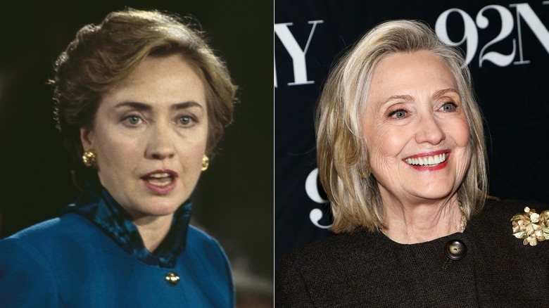 Hillary Clinton avec sa couleur de cheveux naturelle et son blond platine