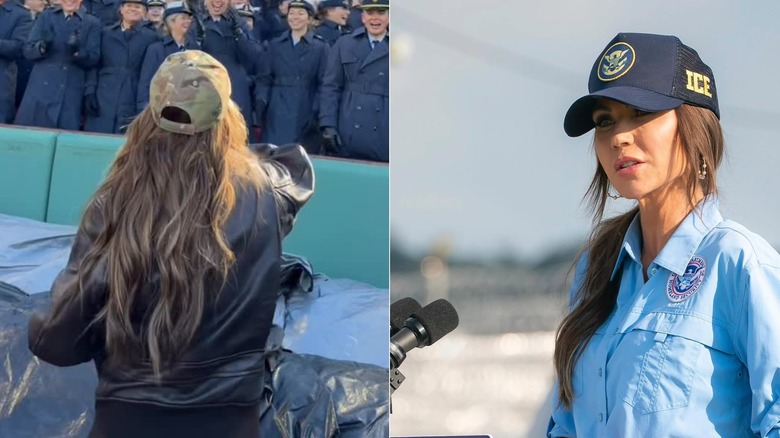 Kristi Noem lors d'événements politiques montrant les vues de dos et de côté de ses extensions de cheveux mal attachées