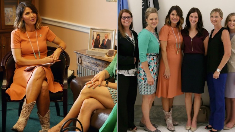 Kristi Noem rencontre un groupe au Capitole