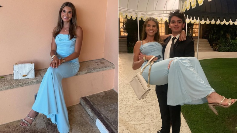 Kai Trump porte une robe bleue lors d'un mariage
