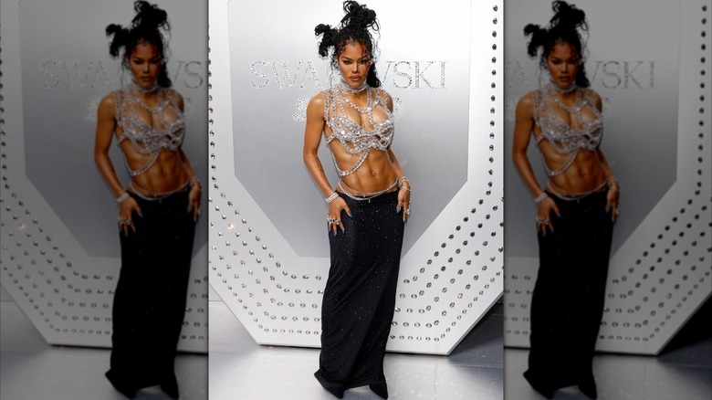 Teyana Taylor lors d'un événement Swarovski célèbre la collaboration SKIMS en 2023