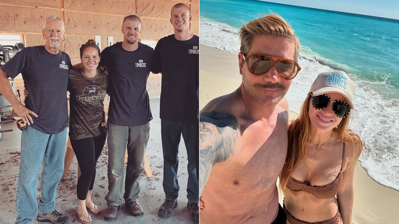 Mina Starsiak Hawk sur le tournage et posant avec son mari en bikini