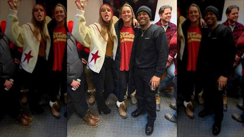 Taylor Swift, Kylie Kelce et Aric Jones souriants