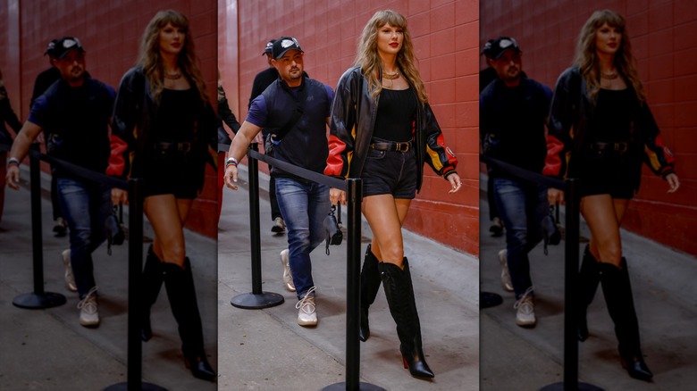 Taylor Swift en bottes de cowboy hautes tenant un sac Dior
