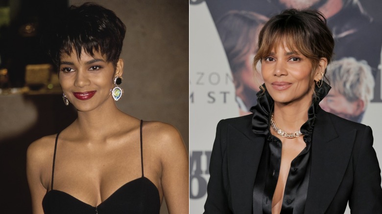 Halle Berry à une cérémonie de remise de prix en 1992 et à l'avant-première de Crime 101 en février 2026