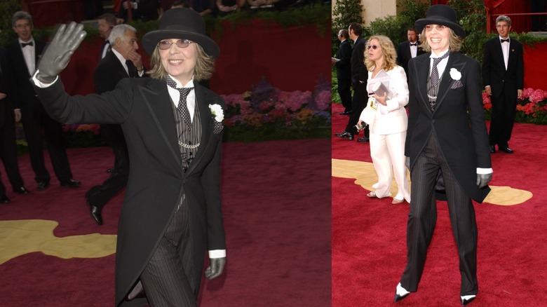 Diane Keaton en costume aux Oscars 2004