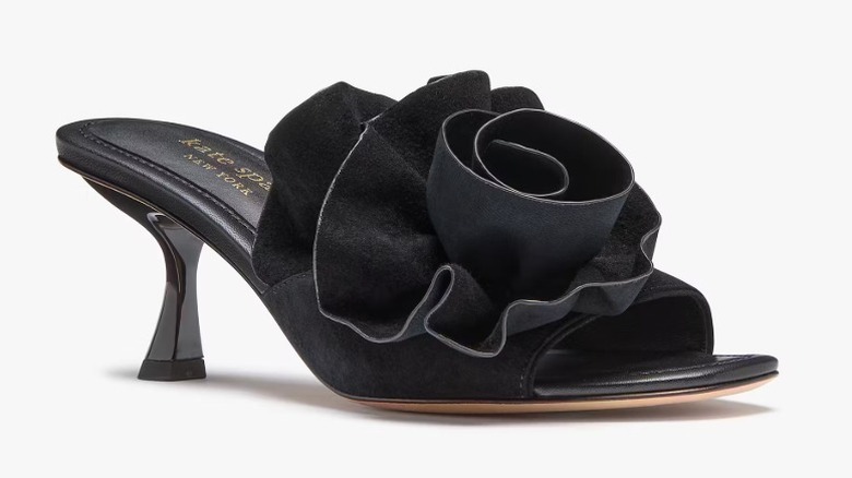Sandale à talon The Kate Spade Flourish avec rosace noire