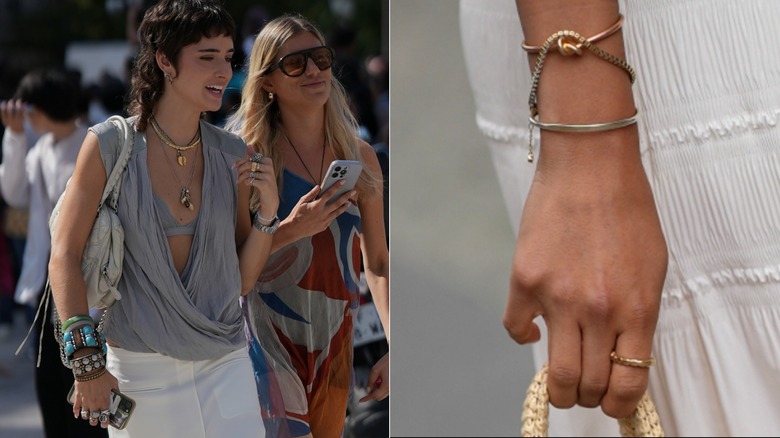 Côte à côte de looks de bijoux superposés à la Fashion Week de Paris 2026 et à la Fashion Week de Berlin 2026