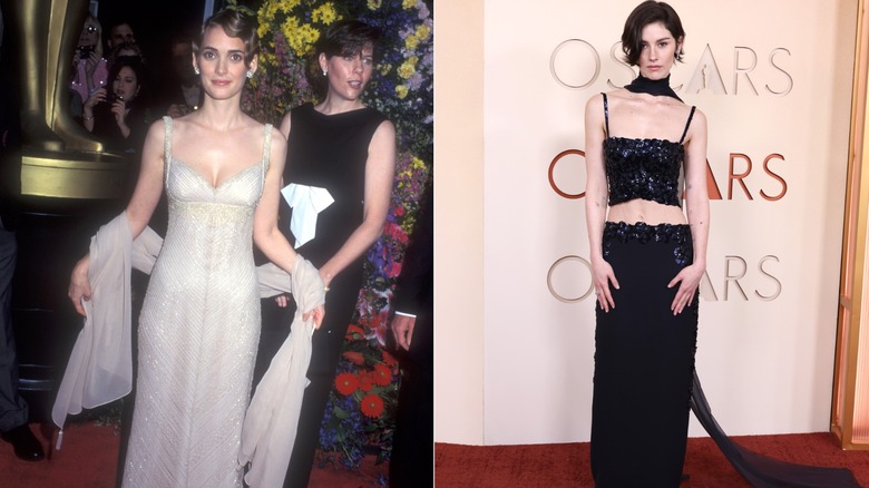 (à gauche) Winona Ryder aux Oscars 1996 (à droite) Gracie Abrams aux Oscars 2026