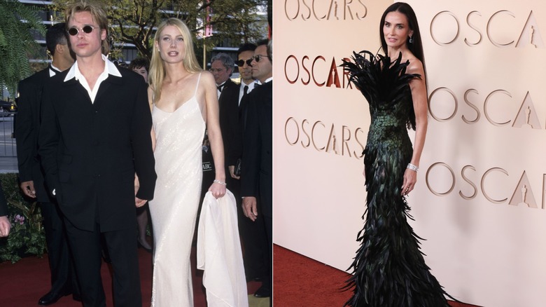 (à gauche) Brad Pitt et Gwyneth Paltrow aux Oscars 1996 (à droite) Demi Moore aux Oscars 2026
