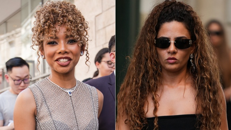 Deux femmes avec des chignons bouclés brune