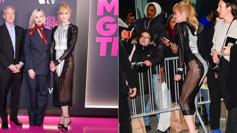 Nicole Kidman dans une robe transparente noire et blanche