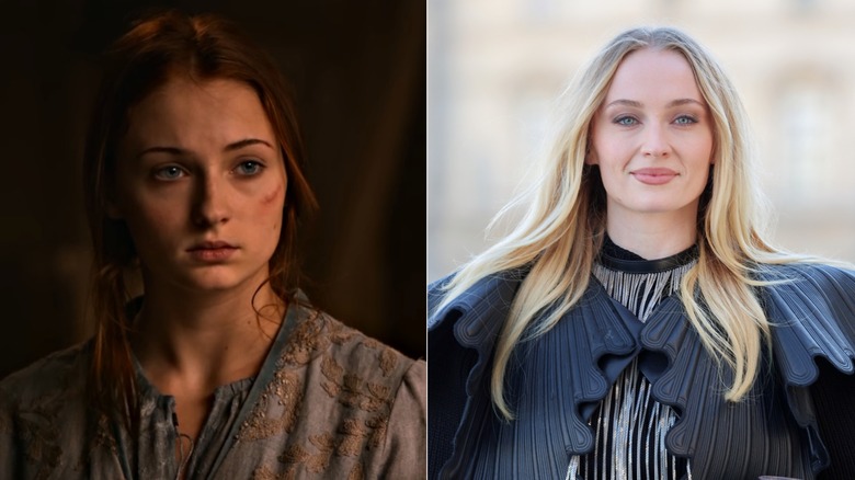 À gauche : Sophie Turner dans le rôle de Sansa Stark dans 