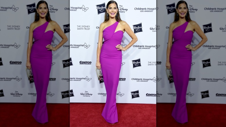 Teri Hatcher dans une robe violette avec un décolleté structurel