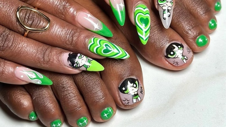 Manucure et pédicure Green Powerpuff Girls