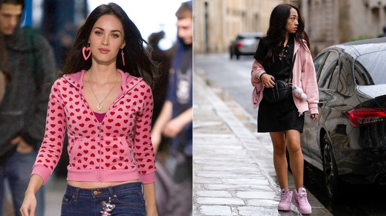 Côte à côte : Megan Fox dans "Le corps de Jennifer" et une femme portant un sweat à capuche rose