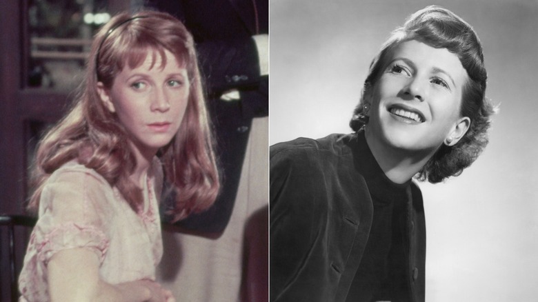 Julia Harris dans le rôle d'Abra dans le film de 1955 (à gauche) et Julia Harris photographiée dans la vraie vie