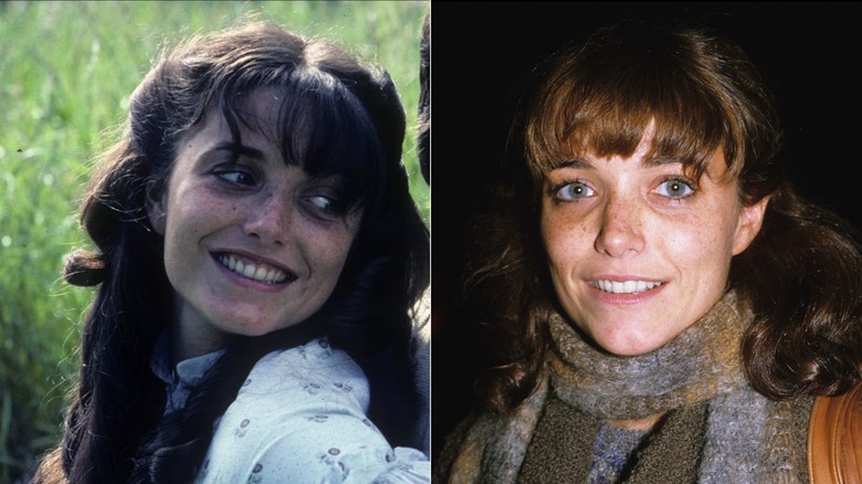 Karen Allen dans le rôle d'Abra dans East of Eden de 1981 (à gauche) et Karen Allen photographiée dans la vraie vie (à droite)