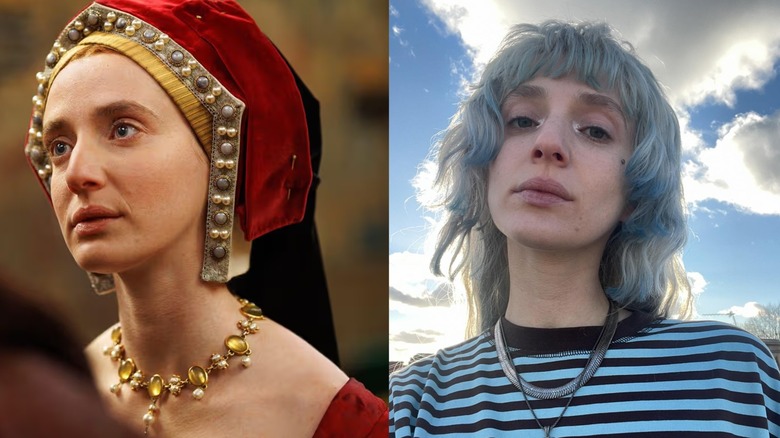 Lilit Lesser représentée comme Lady Mary à gauche et avec les cheveux bleus à droite