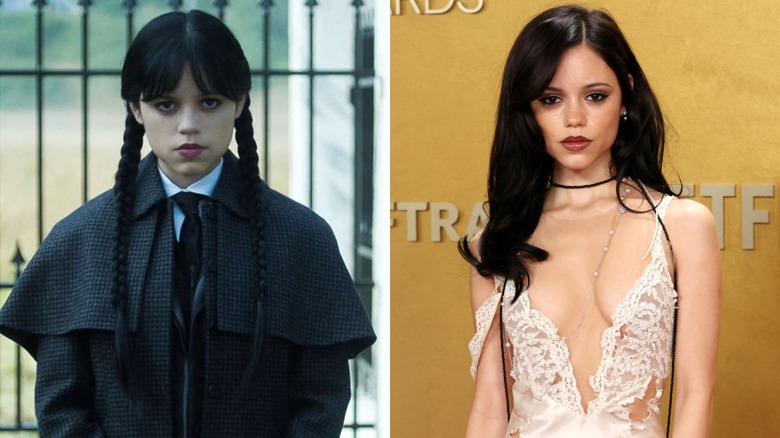 (à gauche) Jenna Ortega dans le rôle de Wednesday Addams dans la série Netflix 
