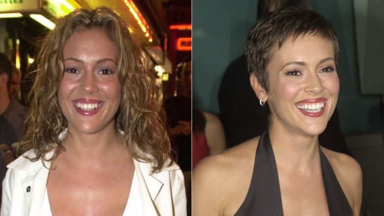 Alyssa Milano avec des cheveux longs et un lutin