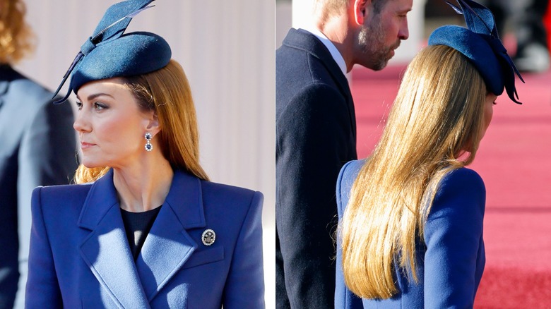 Kate Middleton en bleu et cheveux raides en décembre 2025