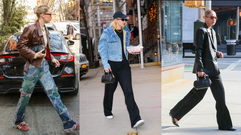 Gigi Hadid porte un sac Miu Miu noir à plusieurs reprises