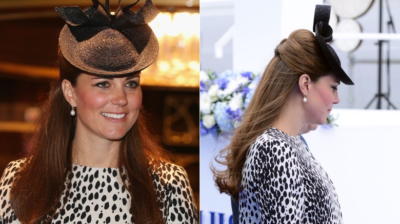Kate Middleton en robe à pois et cheveux raides en juin 2013